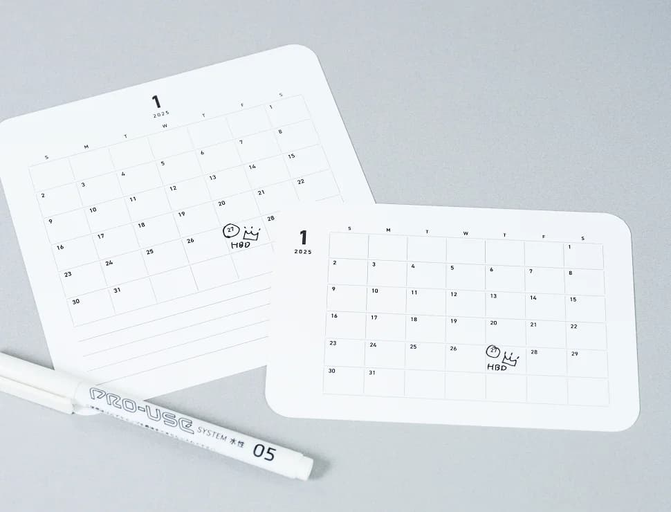 しまうまカレンダー ましかくサイズ